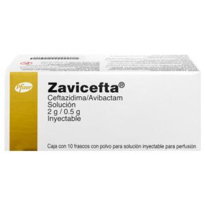 Zavicefta solucion inyectable con 10 frascos – Ceftazidima 2 g, Avibactam 0.5 g